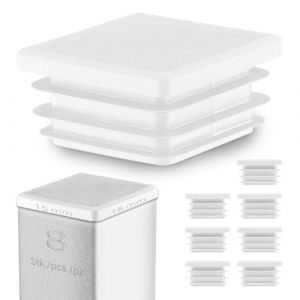 EMFA Bouchon Tube Carré 15x15 mm Blanc – Embout à Lamelles en Plastique – Capuchon 1,5x1,5 cm – Lot de 8 (EMFA GmbH, neuf)