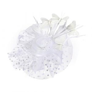 Bibi avec papillon orné de serre-tête réglable pour robe de mariée, costume de danse, bibi élégant à fleurs pour événement (JIANGhy, neuf)