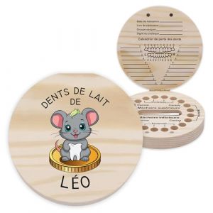 LAUBLUST Boîte à dents personnalisée avec prénom - Boîte à dents avec la Petite Souris | Cadeau pour garçons et filles - Boîte à dents de lait & boîte en bois pour dents - Souvenir pour enfants (Gipanis GmbH, neuf)