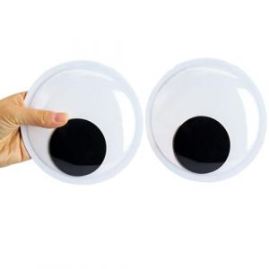 Yeux Mobiles Autocollants Adhésifs, Lot de 2 Grands Yeux Ronds Autocollants, Grands Yeux Écarquillés,Yeux Mobiles à Coudre,pour Scrapbooking Artisanat Accessoires DIY Craft Poupées Décorations (150mm) (LIEYUEYU LIMITED, neuf)