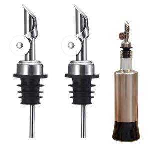 YUVKIN Lot de 2 Verseurs en Acier Inoxydable avec Clapet, Doseur pour Bouteilles d'Huile, Vin, Cocktails, Huile d'Olive, Jus, Sirop, Vinaigre (HerEdit, neuf)