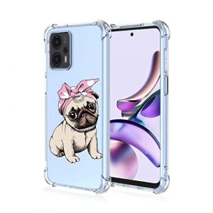 COMAKU Femme Coque Compatible avec Motorola Moto G23 / Moto G13, Transparente TPU Silicone 3D Relief Motif Filles Souple Protection Case Cover - Les Chiens (Dinsi, neuf)