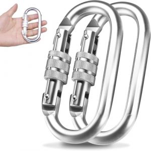 WUBAYI EMEKIAN Mousqueton ovale pour int&eacute;rieur et ext&eacute;rieur, mousqueton robuste &agrave; visser 25 kN (2500 kg) pour hamac/corde/randonn&eacute;e/camping (shiyushunxiangkeji, neuf)