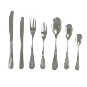 Lebrun Couverts SILLAGE 8MM - Ménagère 42 pièces en Inox 18.0 - Service de table pour 12 personnes: 12 fourchettes table,12 couteaux steak,12 cuillères table,12 cuillères à café - Marque Française (Lebrun, neuf)