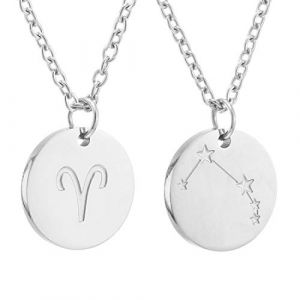 AFSTALR Zodiac Chain - Collier pendentif zodiaque or/argent/or rose I Collier zodiaque acier inoxydable femme, collier acier inoxydable femme (AFSTALR, neuf)