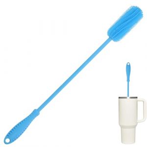 ddLUCK Goupillon Biberon Silicone,40cm Brosse à Biberons Ecouvillon à pour Le Nettoyage à Manche Long,pour à Bouteille d'eau,Gourde Sport,Verre,Tasses Thermos Brosses Nettoyeur (Bleu, Long Manche) (ddLUCK, neuf)