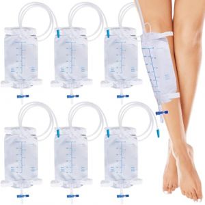 500 ml Sacs à urine de, Lot de 6 Sac de jambe pour le drainage de l'urine, Sac de collecte d'urine, Sac de drainage avec 2 sangles, poche d'urine avec valve et évacuation en T, Sac de drainage (HQ SHENG LIMITED, neuf)