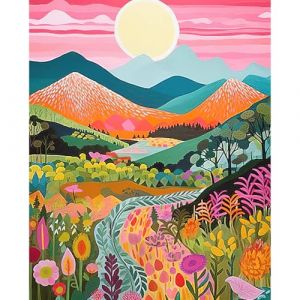 HEIBAGO Paysage Peinture par numéros pour Adultes, Kit de Peinture à l'huile sur Toile par numéro pour Débutants, Peinture à l'huile DIY Montagne pour la décoration de la maison 40x50cm (JINYULIANG, neuf)