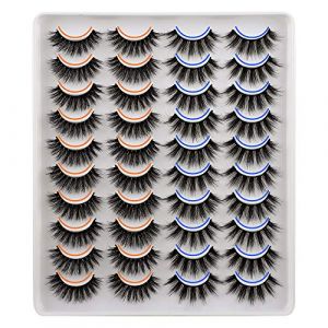 Lot de 20 paires de faux cils en vison 3D - 4 styles - 16-18 mm (shuangfengxianmeipingshangmaoyouxiangongsi, neuf)