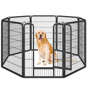 Yaheetech Parc pour Chien Enclos Chien 8 Panneaux Cage pour Chiens 80 x 100 cm Clôture pour Chiens Interieur Chiot Lapin Canard Exterieur avec Porte (Yahee365, neuf)