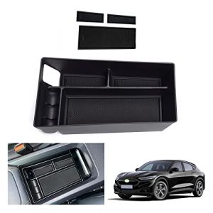 GAFAT Compatible avec Ford Mustang Mach-E 2021-2025 2026 Bo&icirc;te de Rangement pour Console Centrale, Mach E 2025 Organiseur d'Accoudoir Plateau d'Accoudoir Central Bo&icirc;te &agrave; Gants (Noir) (GAFAT(EU), neuf)