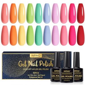 INPING Vernis Semi Permanent Neon,10 Couleurs Orange Jaune Rose Rouge Bleu Vert Vernis Gel UV Semi Permanent,Rainbow D'&eacute;t&eacute; Vernis &agrave; Ongles Pour D&eacute;butant Cadeaux DIY Nail Art, 8 ML (An-Jing-Wen, neuf)