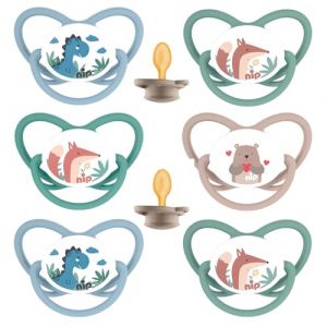 Nip Lot de 6 t&eacute;tines en latex, taille 2, 5-18 mois (babywaren24, neuf)