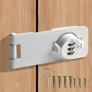 Serrure &agrave; combinaison &agrave; 3 chiffres avec mot de passe, loquet sans cl&eacute;, serrure &agrave; cha&icirc;ne pour porte int&eacute;rieure, serrure &agrave; combinaison pour armoire de s&eacute;curit&eacute; domestique (blanc) (Carpango, neuf)
