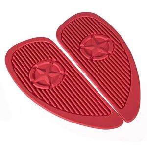 C-FUN Paire Moto Cafe Racer R&eacute;servoir De Carburant Cap Pad Protecteur en Caoutchouc Sticker Autocollant Universel - Rouge (C-FUNN, neuf)