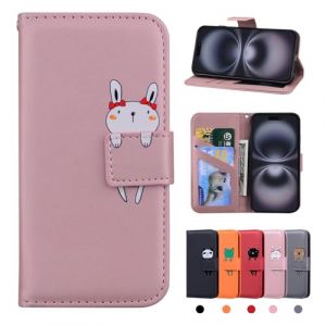 Rostsant Coque Compatible pour iPhone 16 Housse en Cuir Etui Portefeuille Compatible pour iPhone 16 Coque de Protection pour Compatible pour iPhone 16 Lapin Rose (Huijitong Electronic Technology, neuf)