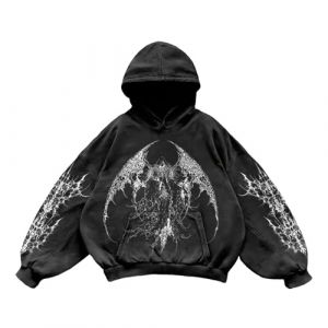 KBOPLEMQ Sweat &agrave; capuche t&ecirc;te de mort pour homme - Costume d'Halloween Y2K Harajuku - V&ecirc;tement gothique - Pull &agrave; capuche 3D - D&eacute;contract&eacute; - Manches longues - Hip Hop - Veste d'hiver gothique, XL (VISNA, neuf)