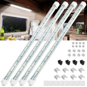 Linkstyle Barre de Lumière Intérieure à LED 12V, 48 LED 700LM 6500K Barre de Bande Lampe avec Interrupteur, pour Voiture Camion Camping-Car Bateau, 4PCS (Wowparts-EU, neuf)