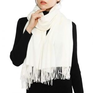 RIIQIICHY &Eacute;charpe D'hiver en Laine Cachemire Sensation de Chaleur Grande &Eacute;charpe Pashmina &Eacute;tole Pour Femmes,Ivoire,Large (RIQICHY, neuf)