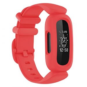 honecumi Bracelet Compatible avec Fitbit Ace 3 Bracelet enfant, Fitbit Ace 3 Souple Silicone Classiques Reglables Sport Bracelet Accessoires Élégant sangle- Rouge (honecumi-FR, neuf)
