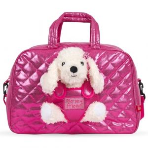 PERLETTI Sac &agrave; Dos Enfant 3 4 5 6 Ans avec Peluche Caniche Blanc - Sac Roulettes ou Sport Rose avec Doudou Animal Chien pour &Eacute;cole Maternelle - Sacoche Petit Fille Fillette (Sac de Sport) (PERLETTI, neuf)