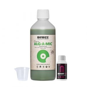 BioBizz Growmania Alg-A-Mic 500 ml + &eacute;chantillon Boost Up de Up Nutrients + verre doseur | Stimulateur v&eacute;g&eacute;tal organique pour plantes urbaines | Favorise la sant&eacute; et la vitalit&eacute; dans les jardins (TOP SALES EU, neuf)
