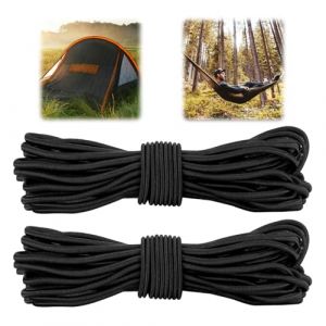 Tapvai 2 Pcs Corde Elastique, 4 mm x 10 m paracorde, Sandow Elastique en Caoutchouc, Tendeur Elastique pour Bateau, Camping, Tente, Sac à Dos, Intérieur, Voyage, Fêtes (Noir) (Tapvai Store, neuf)