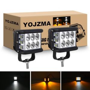 YOJZMA 2Pcs 60W feux antibrouillard projecteur LED, stroboscopique à trois côtés lumière LED ambre et blanche, éclairage tout-terrain pour camion, VTT, SUV, 4x4, toit de voiture, porte-bagages (FSYIHUI, neuf)