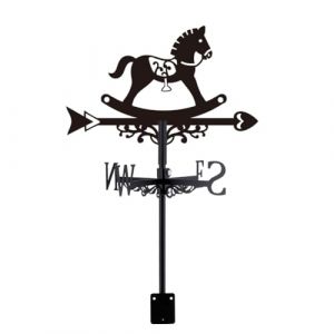 SUPERDANT Girouette de Jardin Exterieur Cheval à Bascule pour Toit en Métal Ajouré Girouette Poney Girouettes Animaux pour Abris de Jardin Indicateur de Direction du Vent Noir Décoration de Jardin (SUPERDANT EU, neuf)