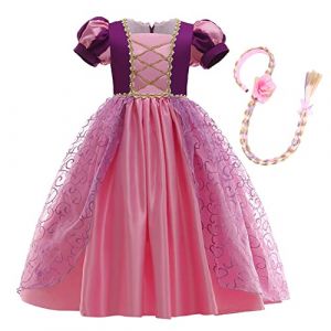 MYRISAM Robe de Sofia de Carnaval D&eacute;guisements Filles Princesse Costume de Raiponce avec Tresse de Cheveux Enfants Conte de F&eacute;e Halloween Cosplay No&euml;l Robe de Soir&eacute;e C&eacute;r&eacute;monie Anniversaire 4-5 (MYRISAM store, neuf)