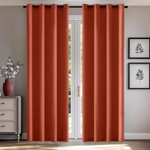 MIULEE Rideau Voilage De Fen&ecirc;tre Semi-Transparent &agrave; Oeillets Voilages Int&eacute;rieurs Rideaux Chambre Salon Cuisine 140x225cm Rouge Brique (MIULEE HOME, neuf)