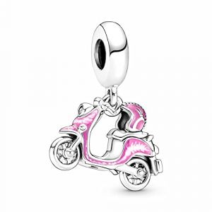Amuefer Moto Pink Charms pour Bracelets Pandora et Colliers Argent Sterling Perle Charme Noël Bijoux Cadeaux pour Femme Fille (FengHangQi, neuf)