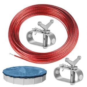 2 Pi&egrave;ces Tendeurs Bache Piscine Tendeur 40m Cable Corde a Linge Exterieur Tendeur de C&acirc;ble M&eacute;tallique Tendeurs pour Corde de Piscine Corde a Tendeur &agrave; Cliquet pour Couverture de Piscine Corde &agrave; Linge (Dog's Booty, neuf)