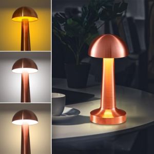 Eaxus® Lampe de table rechargeable Mushroom - Belle lampe de table LED décorative sans fil en forme de champignon - Pour salon, chambre à coucher, etc. - Câble USB et batterie - Couleur cuivre (EAXUS - home electronics from Germany, neuf)
