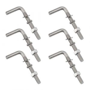 Lot de 6 boulons filetés en forme de L M8 x 80 mm en acier inoxydable 304 pour fondation, ancrage, vis carrées, crochets pour suspension (Flomore, neuf)