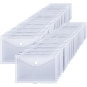 DAJAVE Lot de 40 porte-documents A5 transparents avec bouton pression - &Eacute;tanche - Format A5 - Pour papier, re&ccedil;us, fichier (ZENG CHAOHUAN, neuf)
