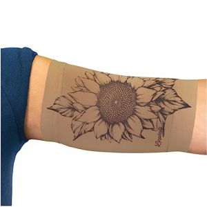 Linphelle Manchon Bras en Microfibre pour Picc Line - Manchette Bras en tissu respirant et design, idéal pour PICC, Glucometre pour glycémie, Tatouage ou Blessures, Tournesol, Taille 3 (Mediksan, neuf)