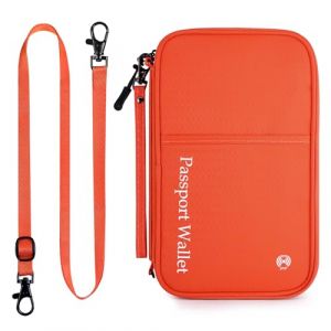 Asnews Portefeuilles Passeport de Voyage, Famille Porte-Passeport Organisateur Documents de Voyage pour 8 Passeports, Protège Passeport avec RFID pour Homme Femme, Orange (CanBox, neuf)