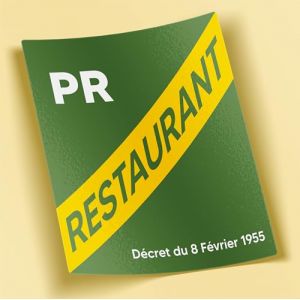 SC ® - Sticker/Autocollant - Licence Restaurant (PR) Petite Restauration - Conforme à la réglementation - Décret du 8 Février1955 - Fabrication Française (S-C, neuf)