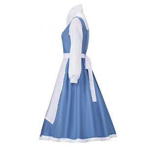 LIKUNGOU Princesse Déguisement pour Femmes Belle Costume Bleue Tenue de Chambre Servante avec Nœud Halloween Cosplay Costume Accessoires (XL) (Paureven, neuf)