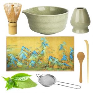 7 pi&egrave;ces Kit matcha,un fouet &agrave; matcha,une passoire &agrave; th&eacute; matcha, un bol &agrave; matcha, un fouet &agrave; th&eacute;, un torchon et une cuill&egrave;re &agrave; matcha, adapt&eacute; aux amateurs de th&eacute; et aux d&eacute;butants en c&eacute;r&eacute;monie du th&eacute; (XUHE B-COMERCE S.R.L., neuf)