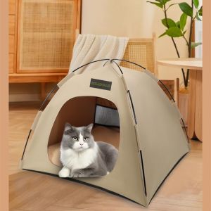SOLAPOLLO Nid pour animaux de compagnie, tente pour chat et chien, quatre saisons universelles, d&eacute;tachable, pliable, portable, tente de voyage en plein air avec protection solaire (kaki, S) (Joe and Qing, neuf)