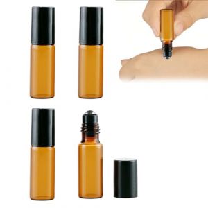 KIRZAX Flacon Roll On Vide 5ml 4pcs Roll On Huile Essentielle Vide,Avec Bille en Acier Inoxydable,Bouteil Brun Verre Flacon Roller Rechargeable,Roll on Huiles Essentielles, Aromath&eacute;rapie (VLAD SHOP ADV, neuf)