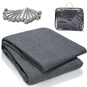 Tubiaz Tapis d'auvent, Tapis d'auvent d'extérieur avec 12 Trous,13 piquets et Sac de transpor, Tapis de Tente, Tapis de Camping, Auvent Antidérapant Lavable Respirant, 300x400cm(Gris Bleu) (idealnation, neuf)