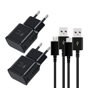 2 Pack Chargeur avec Micro USB Câble Compatible avec Samsung Galaxy S7 S6 Edge S4 S3 A3 J8 J7 J6 J5 J3 Note5 Note4 Tab S Tab S2, DBZYLN AFC Chargeur Rapide Android Universel - Noir (DBZYLN Store, neuf)