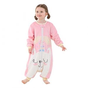 YloveM Sac de Couchage Bébé Fille Garçon Sac de Couchage à Manches Longues Gigoteuse avec Jambes Pyjama de Marche Portable avec Caricature Mignonne Couverture (A- Licorne, 1-3 Ans) (GTEU-Direct, neuf)