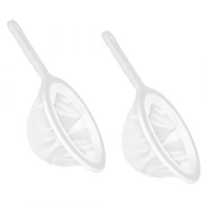 Tenbrachian 2 Pcs Filtre à Tamis Fin, Passoire Alimentaire Ultra Fine en Nylon, Tamis de Cuisine à Mailles Fines, Passoire Mailles avec Poignée 100 Mailles et 300 Mailles pour Filtre Jus Lait Thé Café (MACHENGKK, neuf)