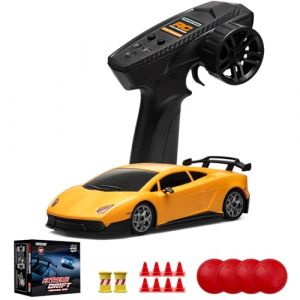 YONCHER Voiture T&eacute;l&eacute;command&eacute;e Drift avec Gyro, Professionnel 1:43 Mini RC Drift Cars, 4WD Proportionnel int&eacute;gral Voiture T&eacute;l&eacute;command&eacute;e, 100M Distance de Contr&ocirc;le, pour Adulte Enfant, Jaune (YONCHER EU, neuf)