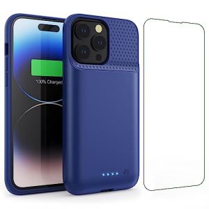Ekrist Coque Batterie pour iPhone 14 Plus/14Pro Max/13 Pro Max, 8600mAh Chargeur Portable Batterie Externe Puissante Power Bank Coque Rechargeable pour iPhone 14 Plus/14Pro Max/13 Pro Max[6.7] (Blue) (SHEN-EU, neuf)