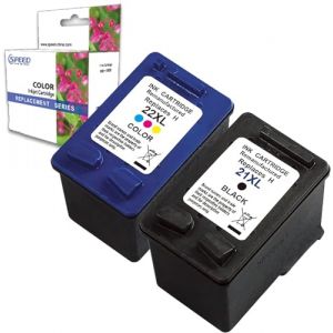 Cartouche compatible pour HP 21 XL + 22 XL noir et couleur 21XL 22XL imprimante DESKJET D2360 D1320 F2180 F300 F370 (Ellenne Store, neuf)